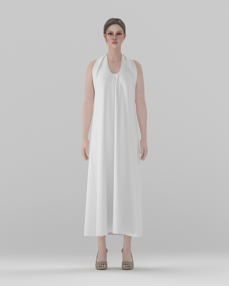 DF-DR-26009 · A-Line Halter-Neck Flowy Midi Dress