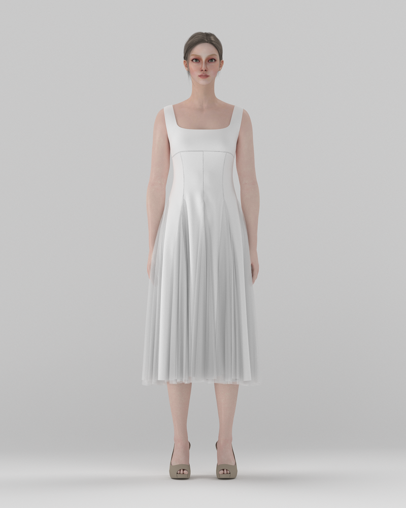 DF-DR-26010 · A-Line Square-Neck Midi Dress