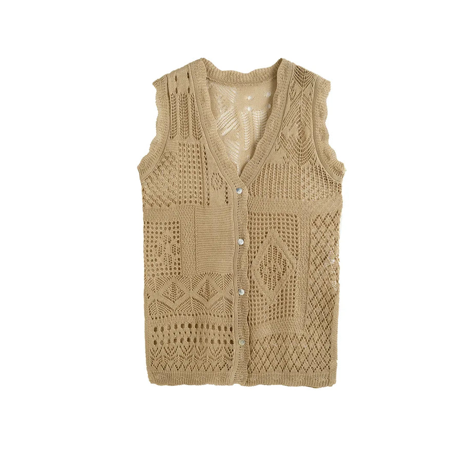 Slim-Fit Pointelle-Knit V-Neck Vest
