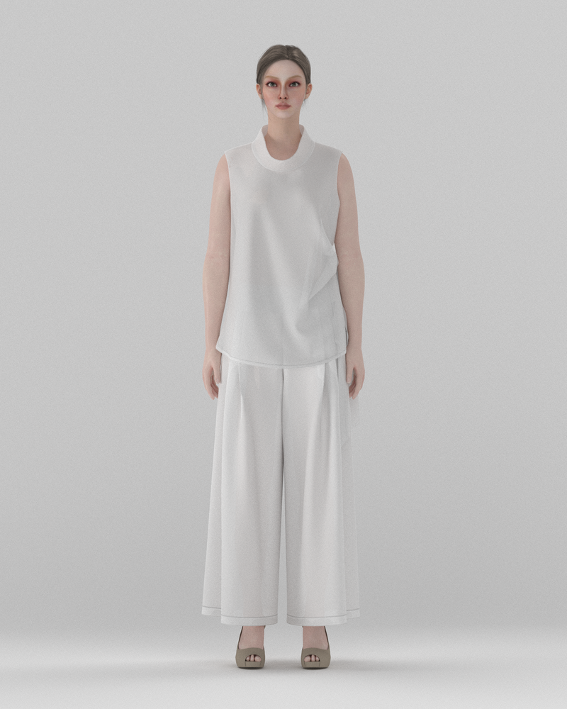 DF-TP-26016 · Sleeveless Cowl-Neck Top and Wide-Leg Trousers Set