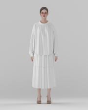 DF-BT-26001 A-line tiered midi skirt, front view on model