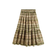A-Line Tiered Print Midi Skirt