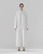 Wide-Leg Smocked-Waist Pinstripe Trousers (DF-BT-26002) – front view, 3D render on model (top shown for styling only)