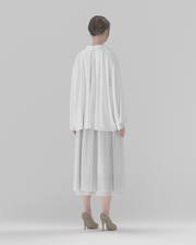 A-Line Tiered Pleated Midi Skirt with Lace Hem (DF-BT-26004) – back view, 3D render on model (top shown for styling only)