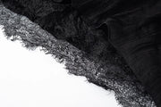 A-Line Tiered Pleated Midi Skirt with Lace Hem