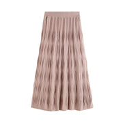 A-Line Crinkle-Texture Midi Skirt