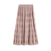 A-Line Crinkle-Texture Midi Skirt
