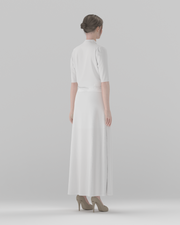 A-Line Knit Pleated Midi Skirt (DF-BT-26007) – back view, 3D render on model (top shown for styling only)