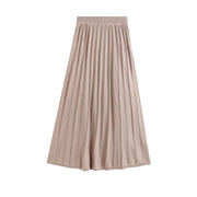 A-Line Knit Pleated Midi Skirt
