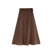 A-Line Tie-Belt Wrap Maxi Skirt