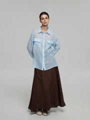 A-Line Tie-Belt Wrap Maxi Skirt