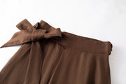 A-Line Tie-Belt Wrap Maxi Skirt
