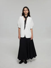 Flared Elastic-Waist Maxi Skirt