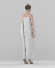 Polka-Dot Sheer Camisole and Wide-Leg Trousers Set (DF-BT-26015) – back view, 3D render on model