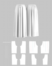 Polka-Dot Sheer Camisole and Wide-Leg Trousers Set (DF-BT-26015) – flat pattern and construction layout, 3D render