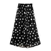 Polka-Dot Sheer Camisole and Wide-Leg Trousers Set