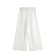 Wide-Leg Elastic-Waist Full-Length Trousers