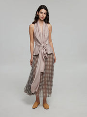 A-Line Plaid Maxi Skirt with Elastic Waist