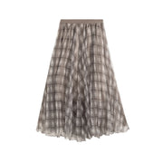 A-Line Plaid Maxi Skirt with Elastic Waist