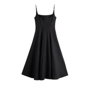 Fit-and-Flare Square-Neck Midi Dress