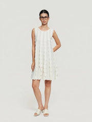 A-Line Wavy-Pleat Mini Dress