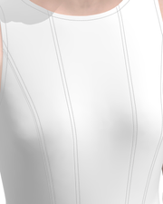 A-Line Round-Neck Fit-and-Flare Midi Dress — fabric and construction detail, 3D render