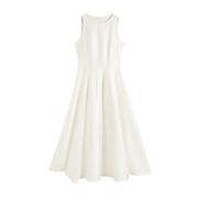 A-Line Round-Neck Fit-and-Flare Midi Dress