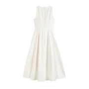 A-Line Round-Neck Fit-and-Flare Midi Dress