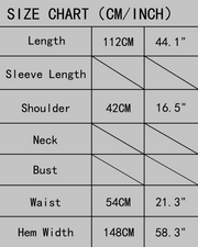 Dropped-Waist V-Neck Midi Dress — size chart (cm / inch)