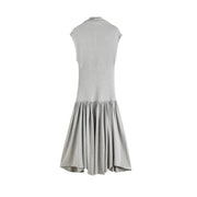 Dropped-Waist V-Neck Midi Dress