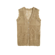 Slim-Fit Pointelle-Knit V-Neck Vest
