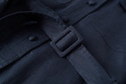 Regular-Fit Belted Short-Sleeve Top with Twin Pockets