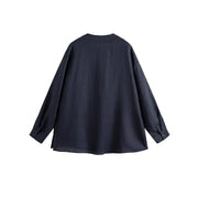 Regular-Fit Beaded Band-Collar Pullover Shirt