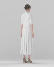 Regular-Fit Short-Sleeve Knit Wrap Top — back view, 3D render on model (bottoms shown for styling only)