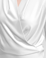 Regular-Fit Short-Sleeve Knit Wrap Top — fabric and construction detail, 3D render