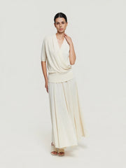 Regular-Fit Short-Sleeve Knit Wrap Top