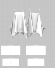 Loose-Fit Polka-Dot Sheer Cami and Trousers Set — flat pattern and construction layout, 3D render