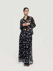 Oversized Sheer Polka-Dot Blouse