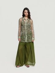 Regular-Fit Floral-Print Sheer Shirt