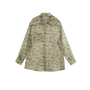 Regular-Fit Floral-Print Sheer Shirt