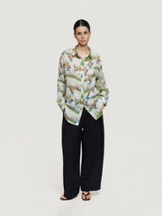 Regular-Fit Cartoon-Print Button-Up Shirt