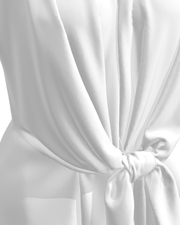 Fitted Tie-Front Vest with Peplum Hem — fabric and construction detail, 3D render