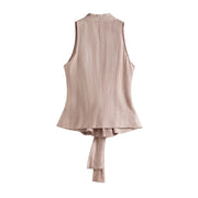 Fitted Tie-Front Vest with Peplum Hem
