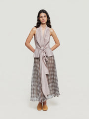 Fitted Tie-Front Vest with Peplum Hem