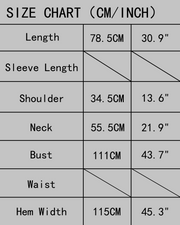 A-Line Round-Neck Sleeveless Top — size chart (cm / inch)