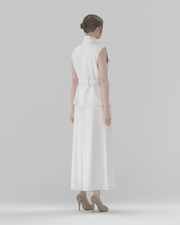 Regular-Fit Stand-Collar Vest and Trousers Set — back view, 3D render on model