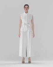 Regular-Fit Stand-Collar Vest and Trousers Set — front view, 3D render on model