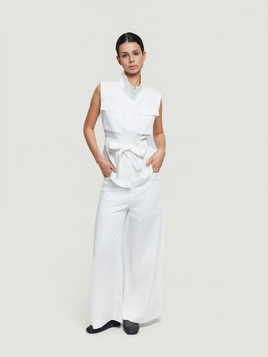 Regular-Fit Stand-Collar Vest and Trousers Set