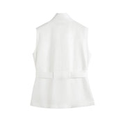 Regular-Fit Stand-Collar Vest and Trousers Set