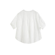 Relaxed-Fit Short-Sleeve Lace-Panel Blouse